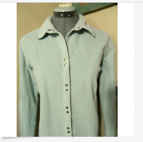 CABELA'S Corduroy Snap Shirt L Blue collared top - Picture 2 of 6